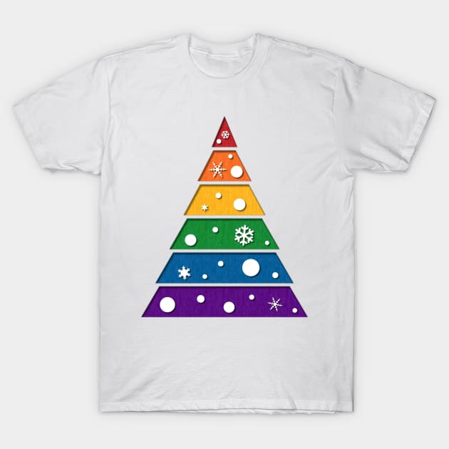 LGBT Rainbow Xmas Tree T-Shirt by LiveLoudGraphics